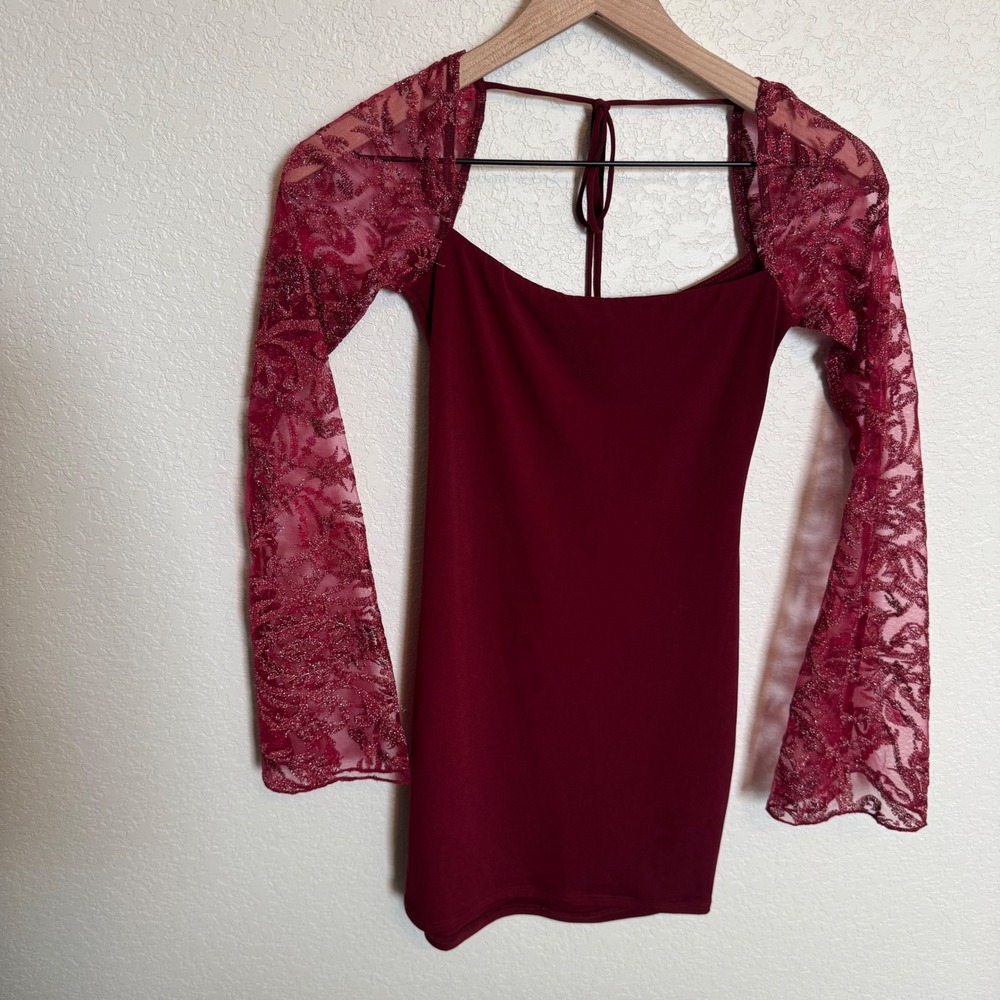Party Glam Bodycon Lucy in the Sky Dress Size Small Burgundy Red